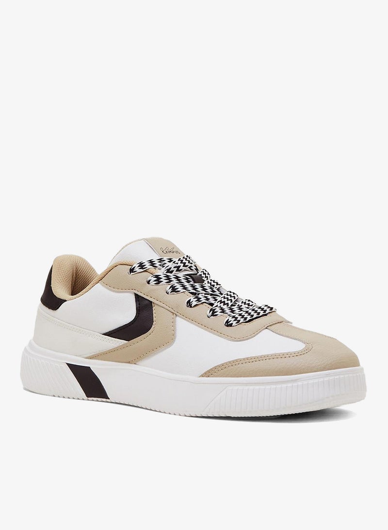 Campus Men's Multi-Tone Sneakers – Cloud-Cushioned, Breathable Mesh – White/Black/Beige - Image 3